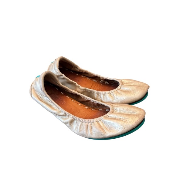Tieks Champagne Metallic Leather Ballet Flats - Picture 1 of 8